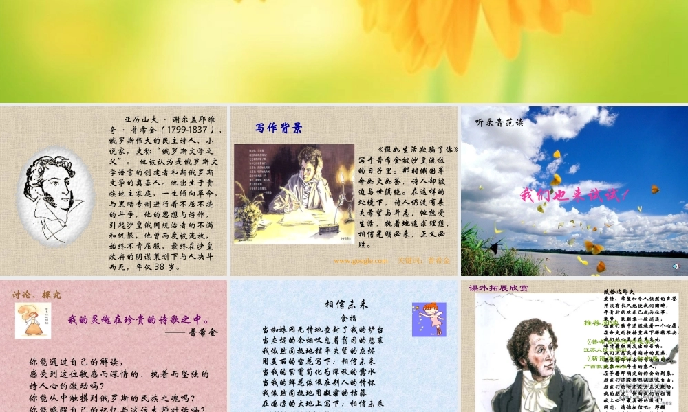 假如生活欺骗了你 课件示例 课件