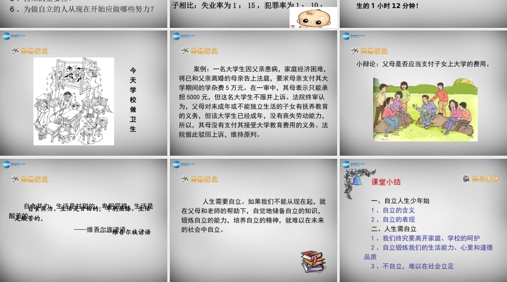 中学七年级政治下册 2.3.1 自己的事情自己干课件 新人教版 课件