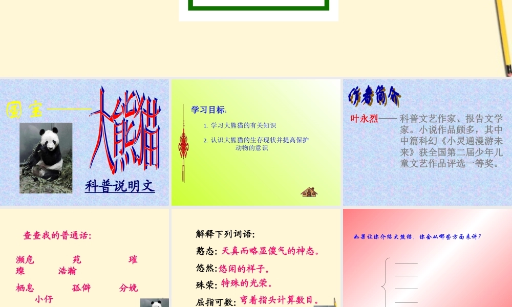 七年级语文下册 第17课(国宝：大熊猫)课件 苏教版 课件