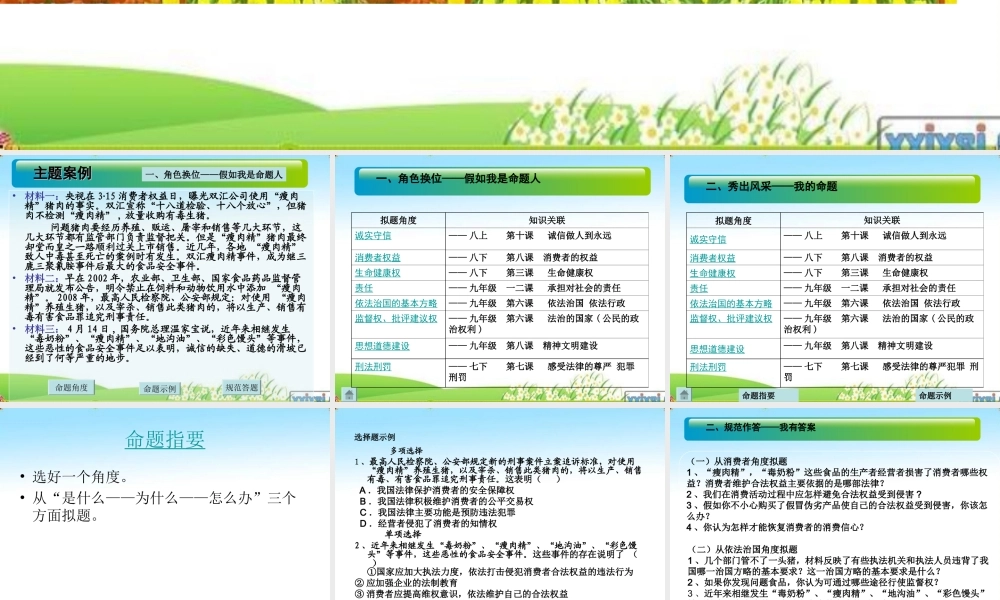 中考政治专题复习 聚焦食品安全关注民生 课件