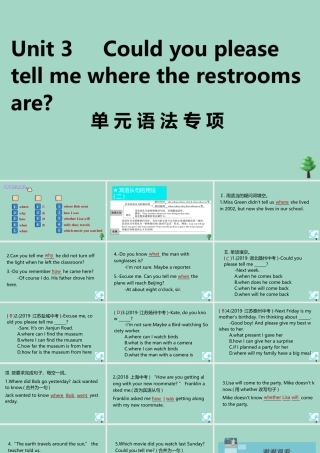 九年级英语全册 Unit 3 Could you please tell me where the restrooms are单元语法专项作业课件 (新版)人教新目标版 课件