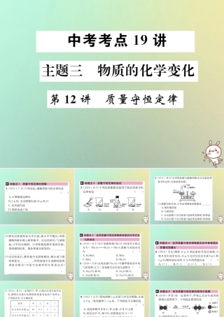 中考化学复习 主题三 物质的化学变化 第12讲 质量守恒定律课件