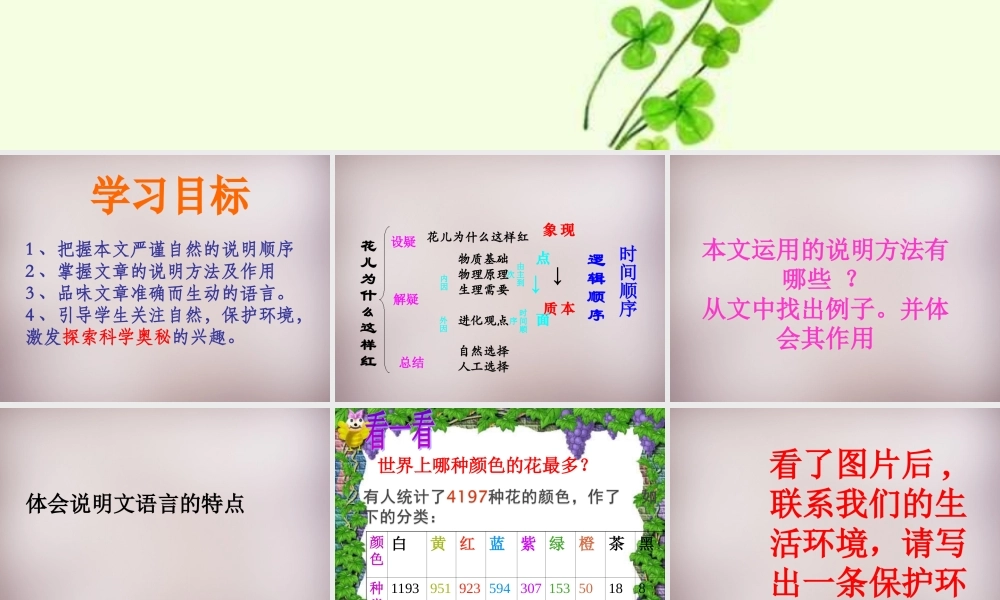 八年级语文上册 第五单元 第17课(花儿为什么这样红)课件 (新版)语文版 课件