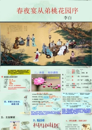 山东省沂水一中高二语文(春夜宴从弟桃花园序)课件 新人教版 课件