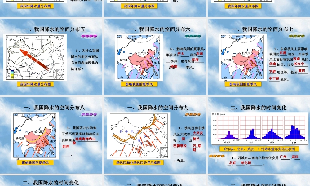 初中中国地理部分 我国降水的时空分布规律 课件