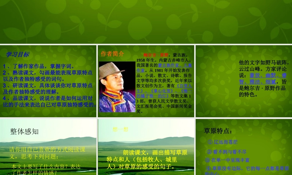 八年级语文上册 10 静默草原课件 北师大版 课件