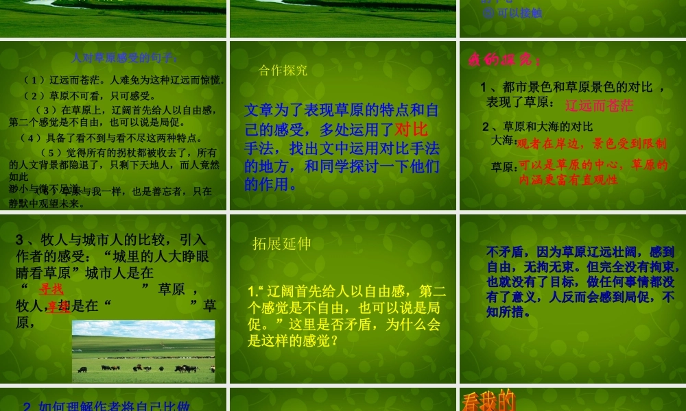 八年级语文上册 10 静默草原课件 北师大版 课件