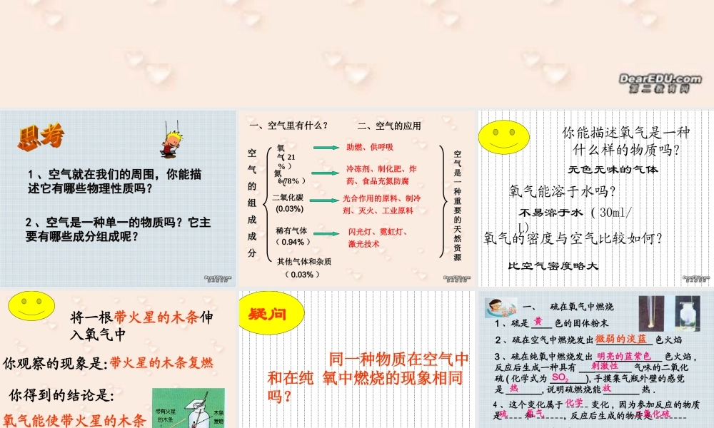 初三化学空气和生命单元复习 浙教版 课件