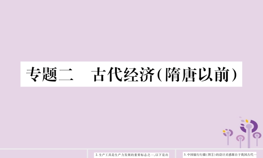 广西七年级历史上册 第2单元 夏商周时期 早期国家的产生与社会变革 专题二 古代经济(隋唐以前)课件 新人教版 课件
