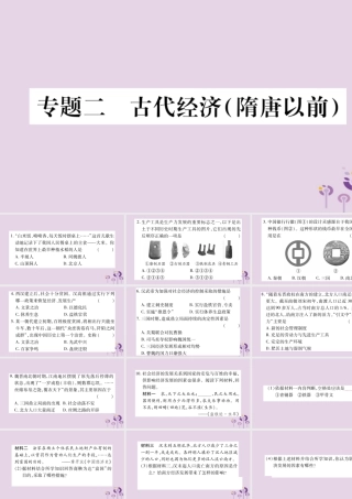 广西七年级历史上册 第2单元 夏商周时期 早期国家的产生与社会变革 专题二 古代经济(隋唐以前)课件 新人教版 课件