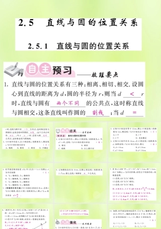 九年级数学下册 第2章 圆 25 直线与圆的位置关系 251 直线与圆的位置关系习题课件 (新版)湘教版 课件