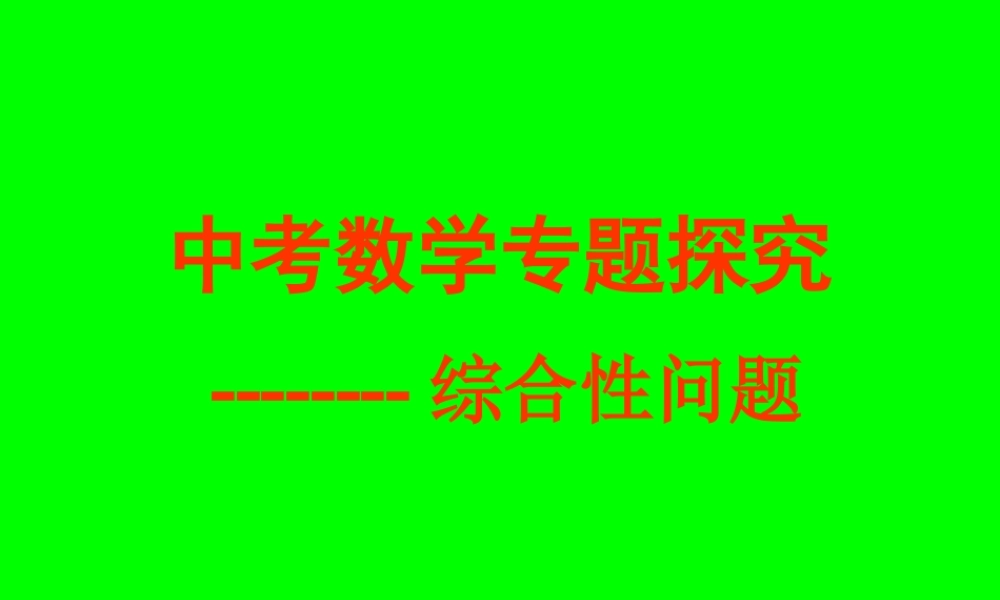 中考数学专题探究-综合性问题 试题