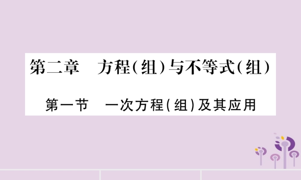 中考数学复习 第一轮 考点系统复习 第2章 方程(组)与不等式(组)第1节 一次方程(组)及其应用导学课件