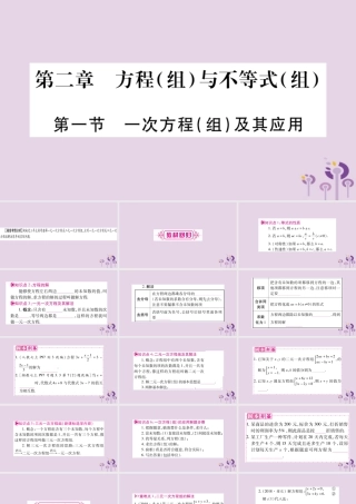 中考数学复习 第一轮 考点系统复习 第2章 方程(组)与不等式(组)第1节 一次方程(组)及其应用导学课件