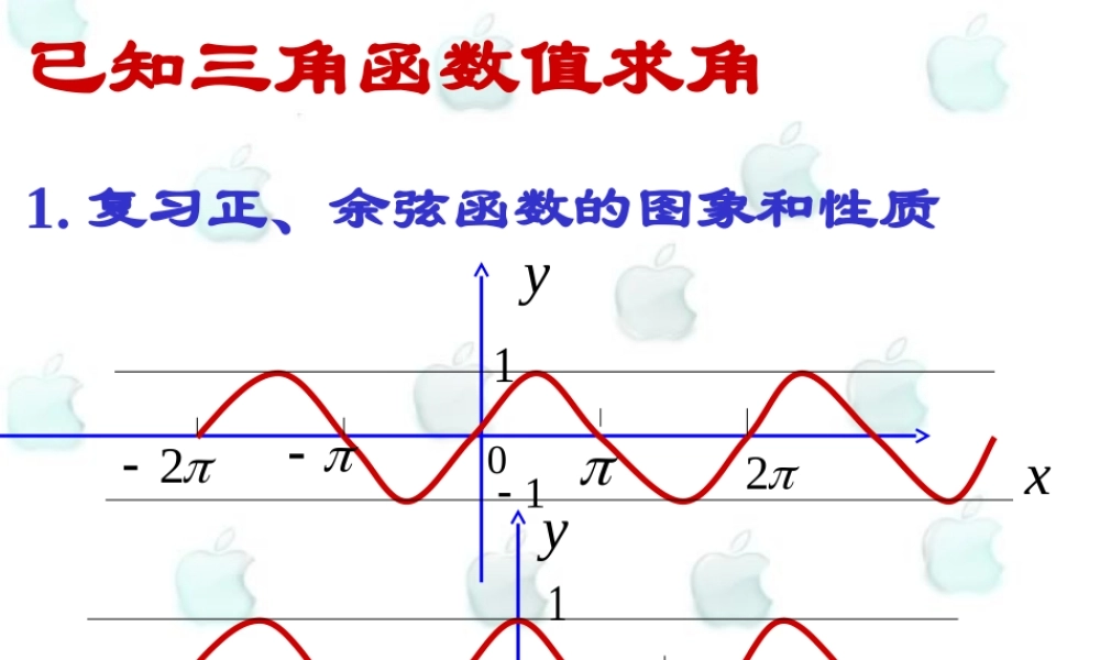 人教版高一数学已知三角函数值求角 课件