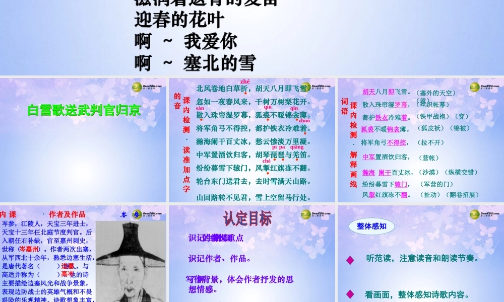 八年级语文下册 白雪歌送武判官归京教学课件 北师大版 课件
