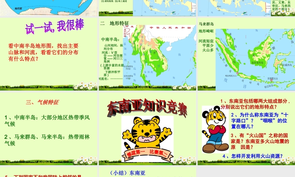 新疆乌鲁木齐二中七年级地理下册(东南亚)课件 新人教版 课件