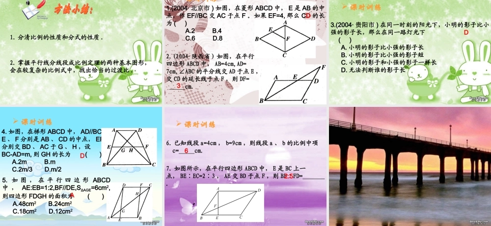 中考数学复习比例性质和平行线分线段成比例定理 新课标 人教版 试题