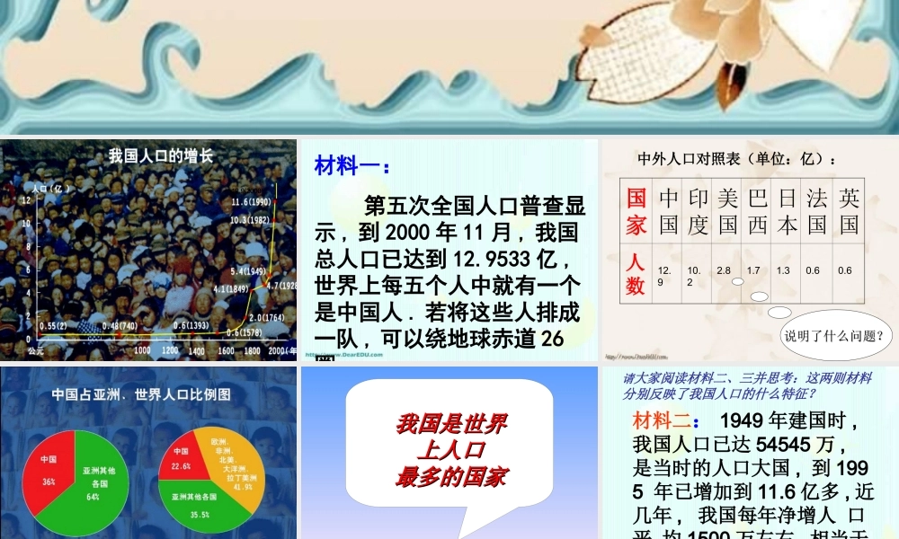 九年级政治我国的人口问题 课件