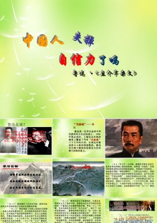 九年级语文上册 第16课(中国人失掉自信力了吗)课件 新人教版 课件