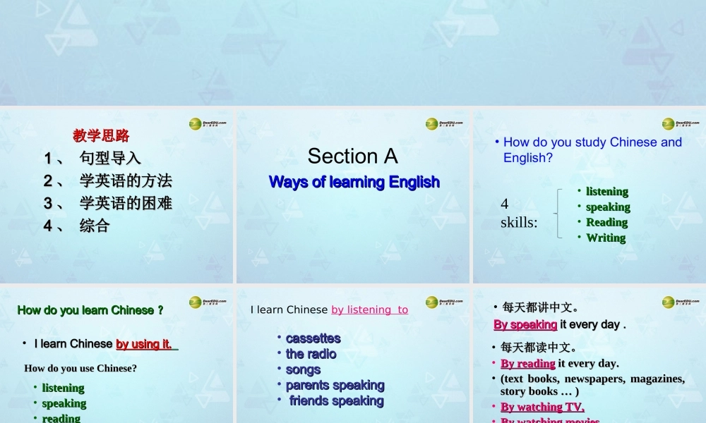 九年级英语全册(Unit 1 How do you study for a test)Section A课件 人教新目标版 课件