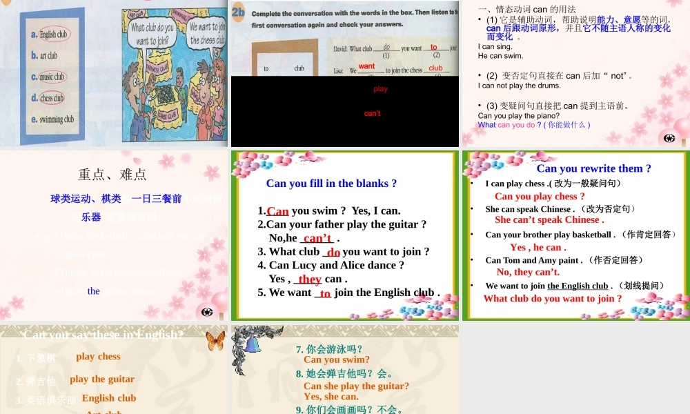 七年级英语unit 10 can you paly the guitar课件人教版 课件