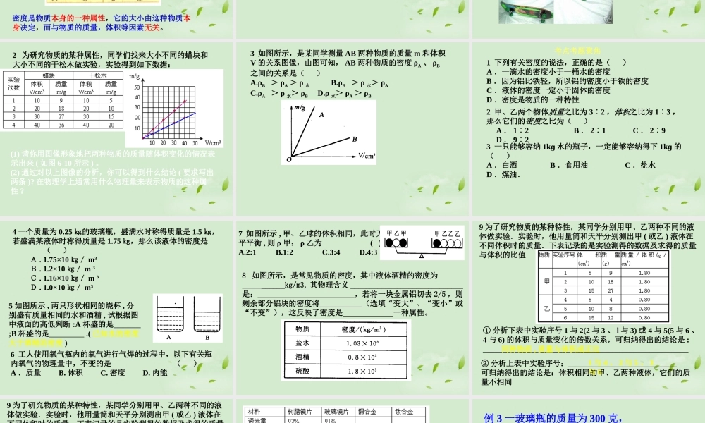 八年级物理 7.3 科学探究 物质的密度课件 沪科版 课件