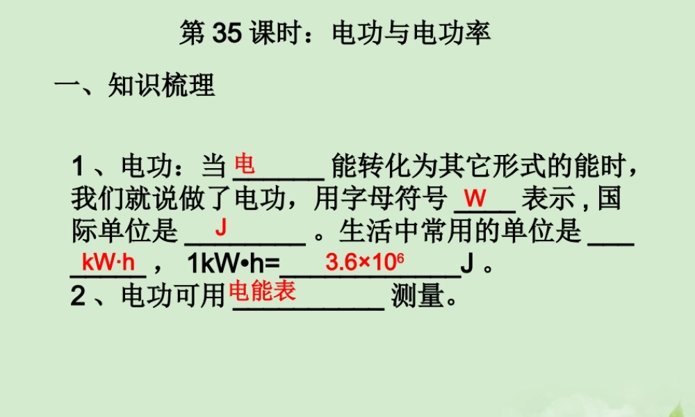 九年级物理 电功与电功率课件 沪科版 课件