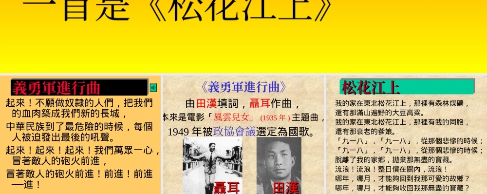 八年级历史 松花江上-義勇軍進行曲课件