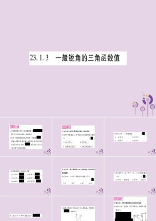 九年级数学上册 第23章 解直角三角形 231 锐角的三角函数 2313 一般锐角的三角函数值作业课件 (新版)沪科版 课件