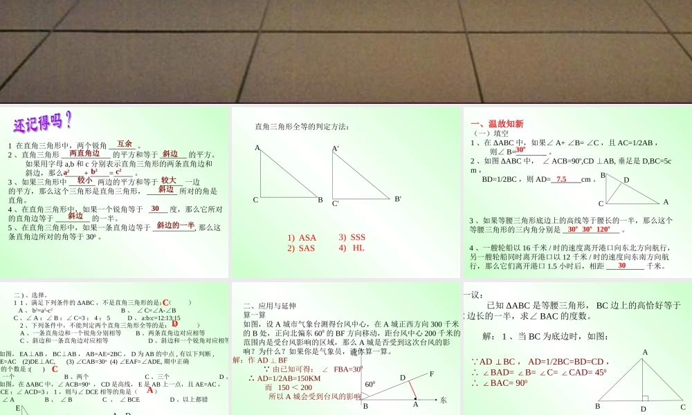 八年级数学上：13.7直角三角形课件(北京课改版) 课件