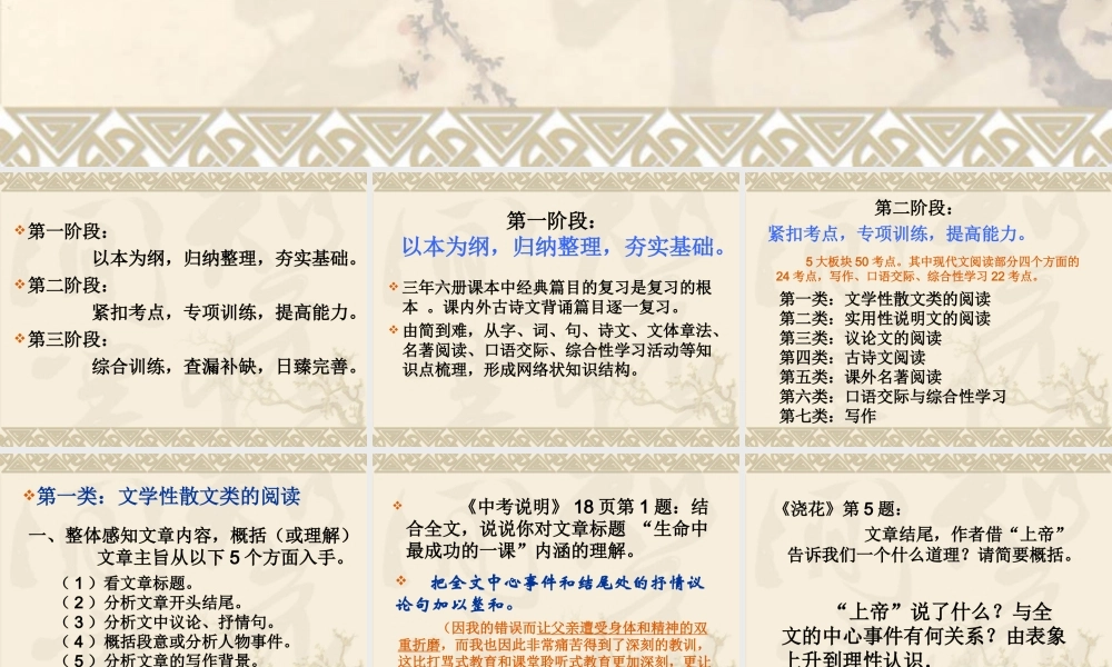 九年级语文开启思维，智对中考 -中考复习三阶段课件