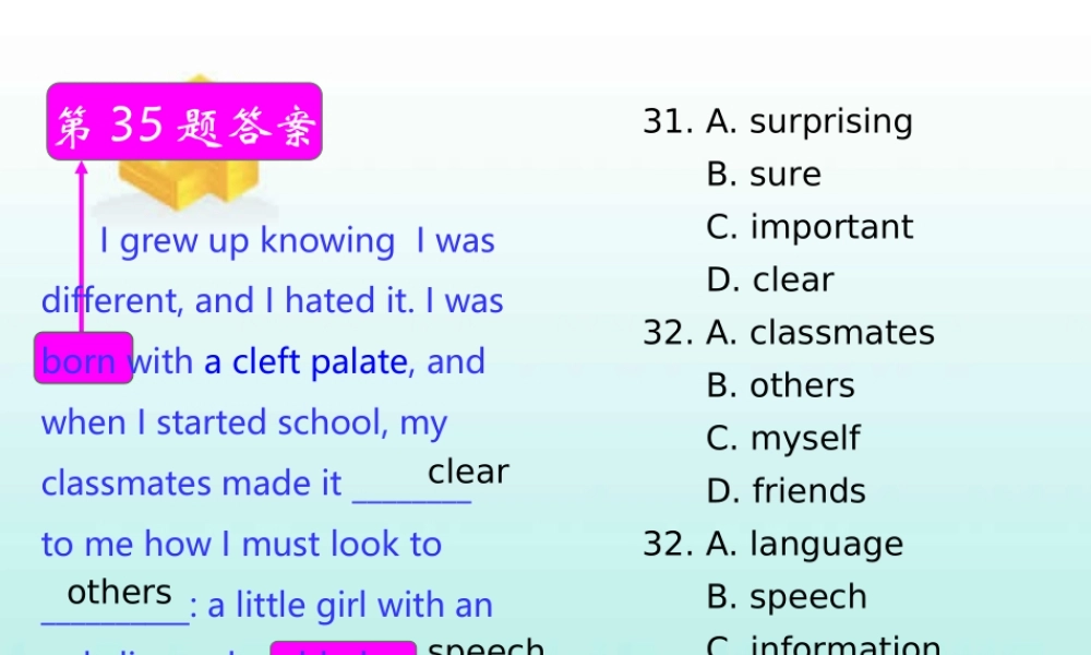 人教版高二英语完形填空练习 试题