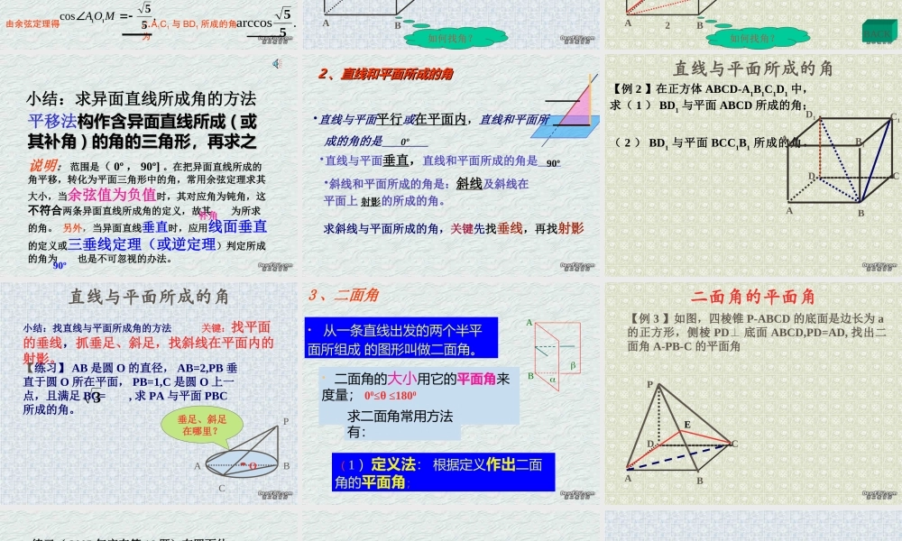 广东省高二数学空间中的角复习课件