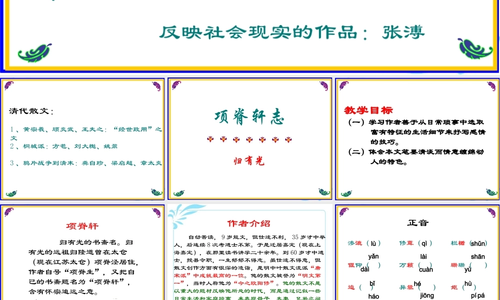 天津市高二语文项脊轩志 人教版 课件