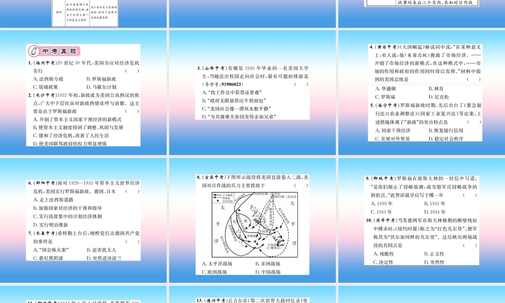 九年级历史下册 第4单元 经济大危机和第二次世界大战核心素养整合提升作业课件 新人教版 课件