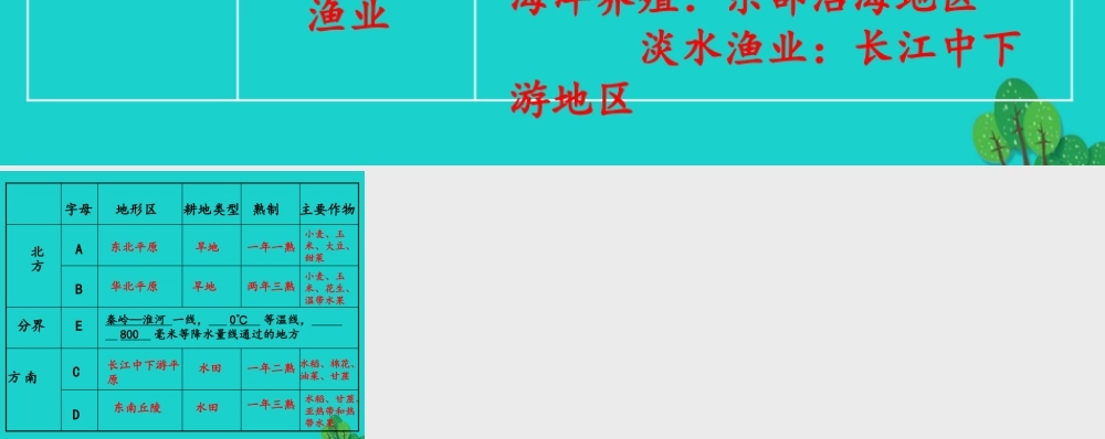 八年级地理上册 4.1 稳步增长的农业 农业的地区差异——活动设计课件 晋教版 课件
