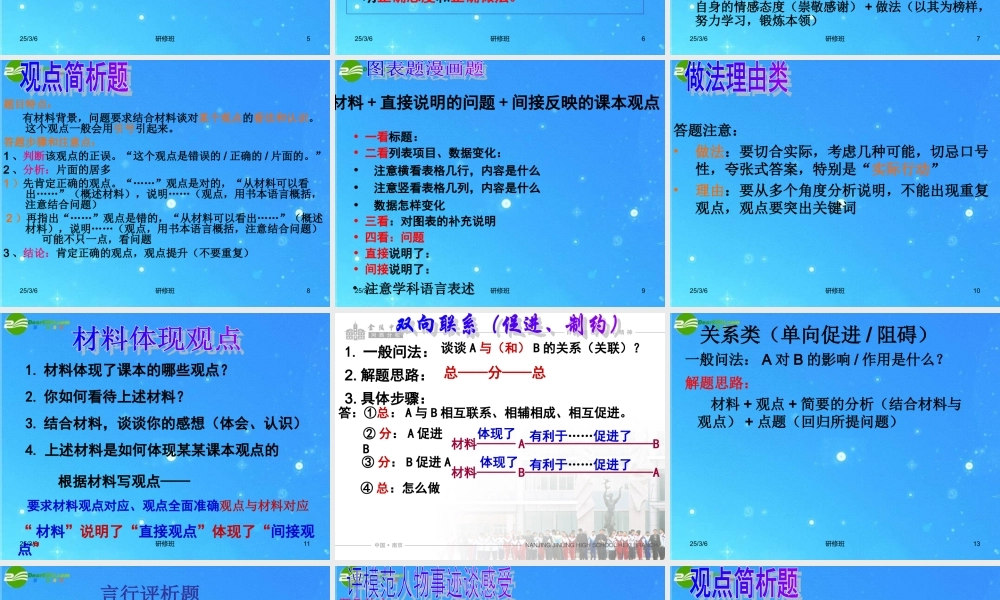 中考政治复习 主观题答题方法 课件 教科版 课件