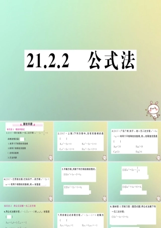 九年级数学上册 第二十一章 一元二次方程 212 解一元二次方程 2122 公式法习题课件 (新版)新人教版 课件