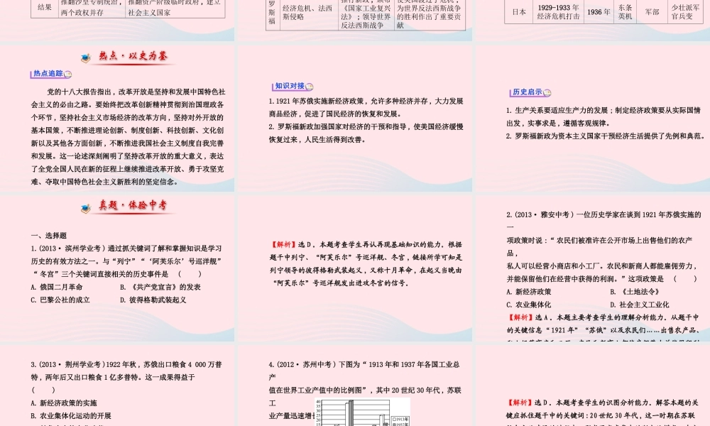 九年级历史下册 阶段专题复习 第一 二单元课件 岳麓版 课件