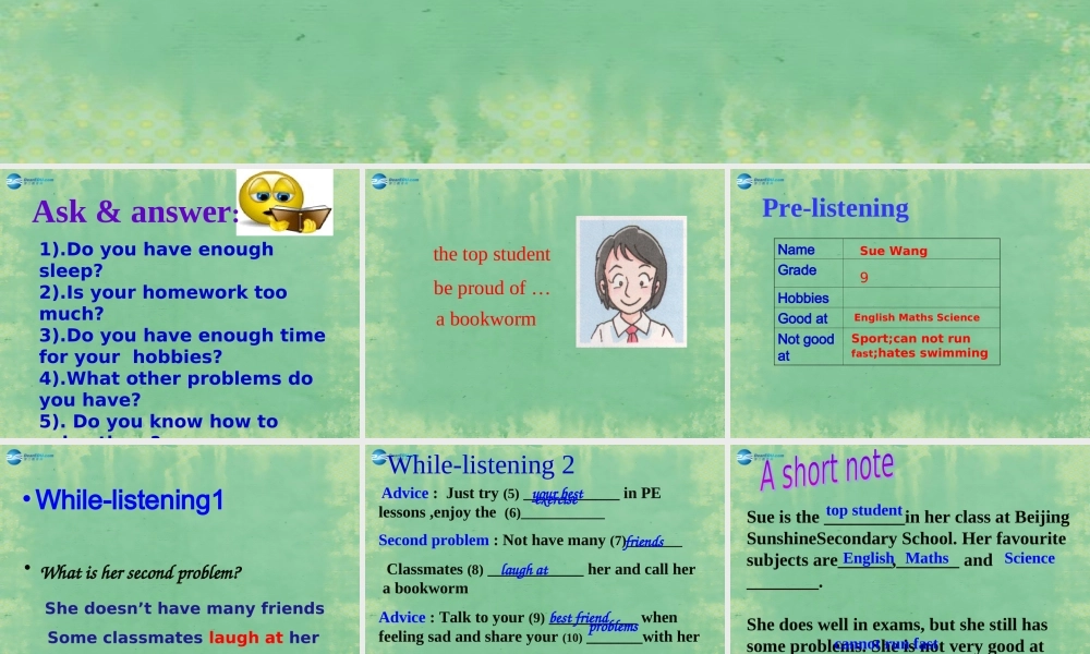 九年级英语上册 Unit 3 Teenage Problems课件3 (新版)牛津版 课件