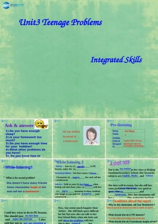 九年级英语上册 Unit 3 Teenage Problems课件3 (新版)牛津版 课件