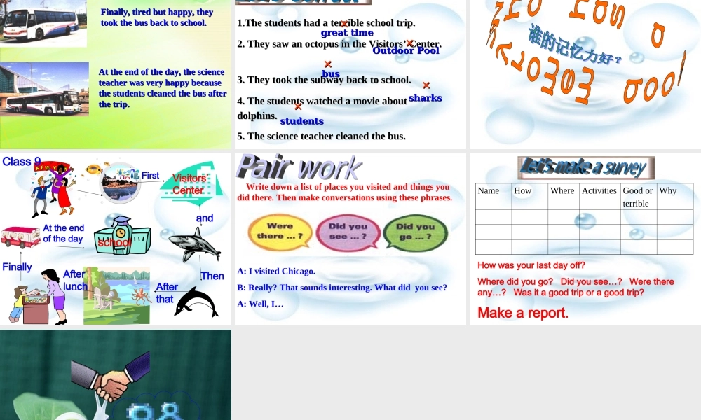 八年级英语Unit8 How was your school trip4课件 新课标 人教版 课件