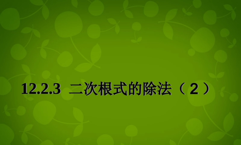 八年级数学下册 12.2.3 二次根式的除法课件3 (新版)苏科版 课件