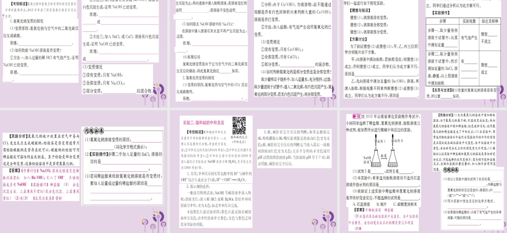 云南省中考化学一轮考点复习 第十单元 酸和碱课件