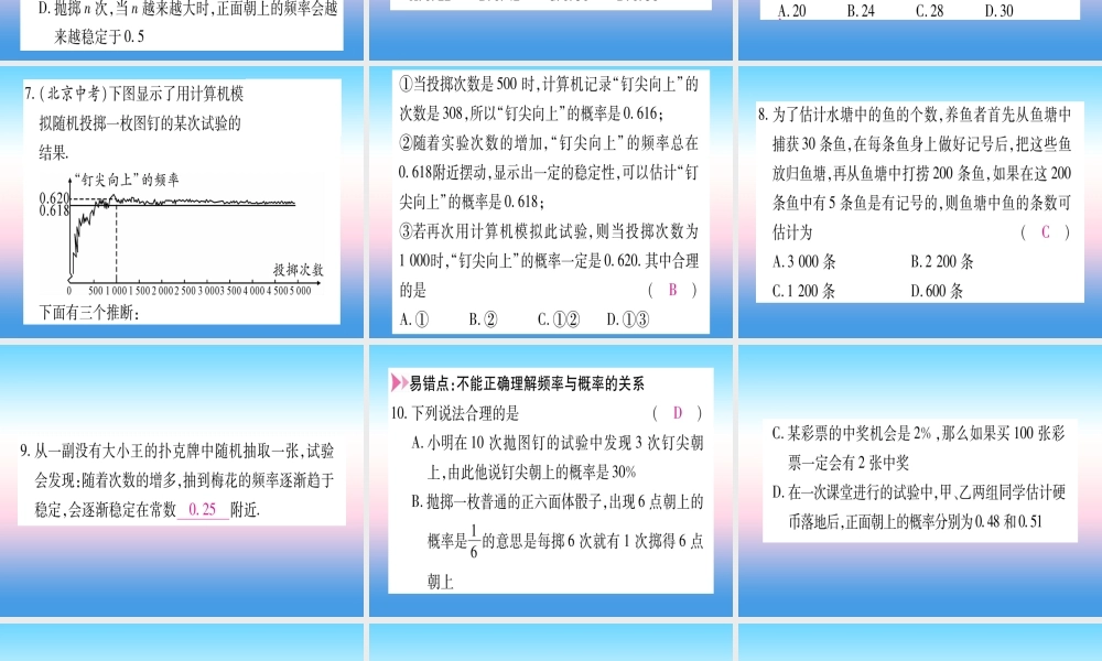九年级数学下册 第4章 概率 43 用频率估计概率作业课件 (新版)湘教版 课件