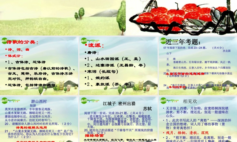 中考专题复习 诗词曲鉴赏专题课件 新人教版 课件