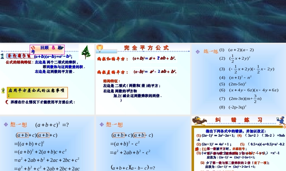 八年级数学乘法公式课件1华师版 课件