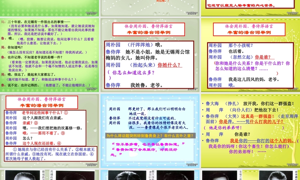 戏剧语言三 高一语文雷雨教学课件[整理五套]苏教版1