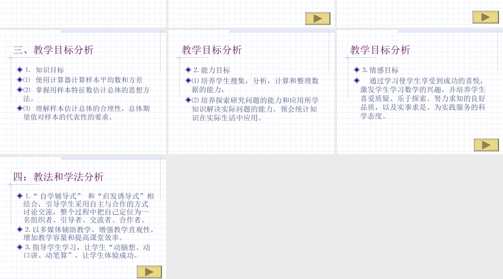 总体的期望值和方差的估计说课教案 高三数学总体期望值和方差的估计[整理三套]人教版 高三数学总体期望值和方差的估计[整理三套]人教版